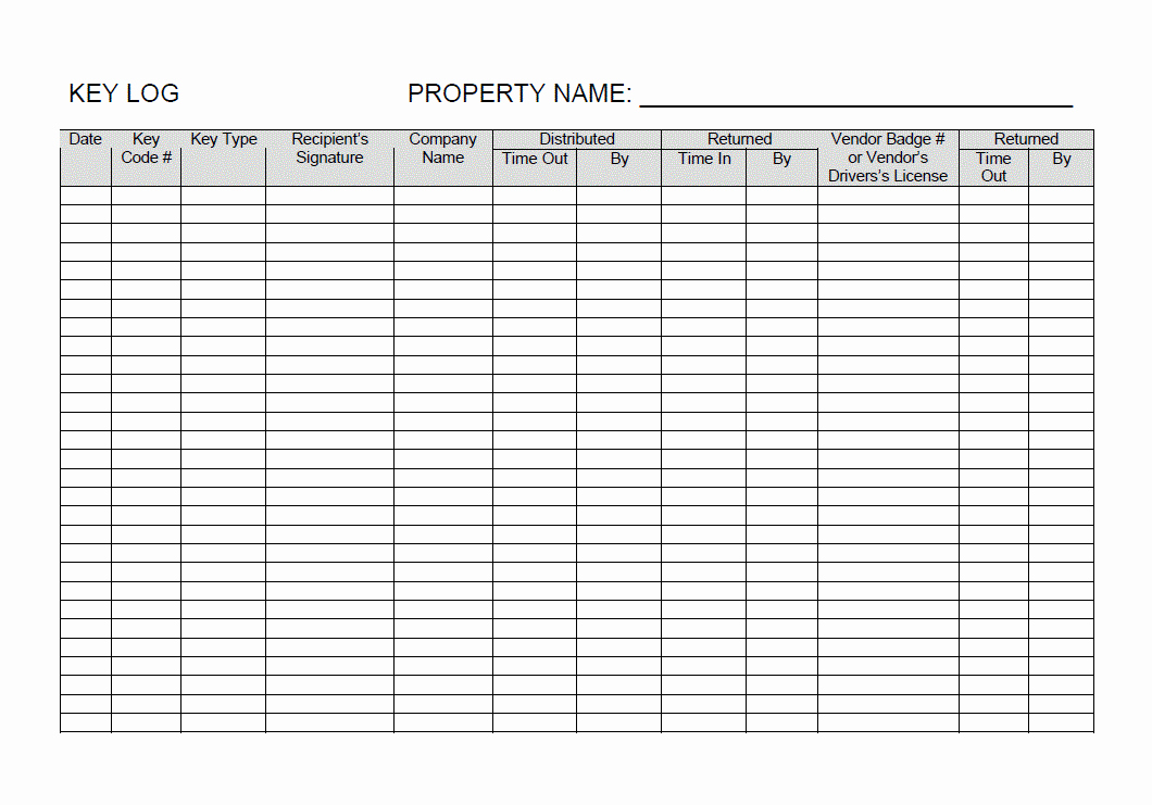 Inventory Sign Out Sheet Template Fresh 20 Of Housekeeping Key Log Template