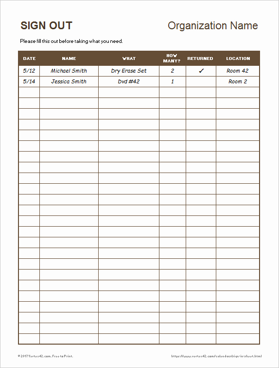 Inventory Sign Out Sheet Template Inspirational Equipment Sign Out Sheet