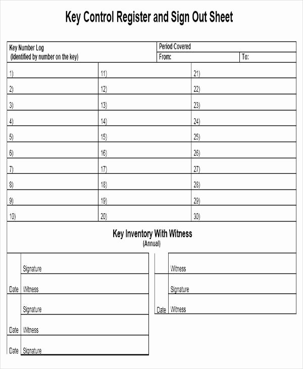 Inventory Sign Out Sheet Template Lovely 9 Sample Key Log Templates Pdf Word Excel