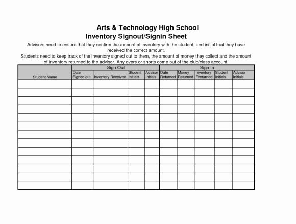 Inventory Sign Out Sheet Template Lovely Inventory Sign Out Sheet Template