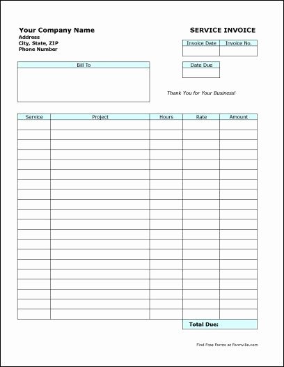 Invoice for Services Rendered Template Awesome Free Blank Invoice form