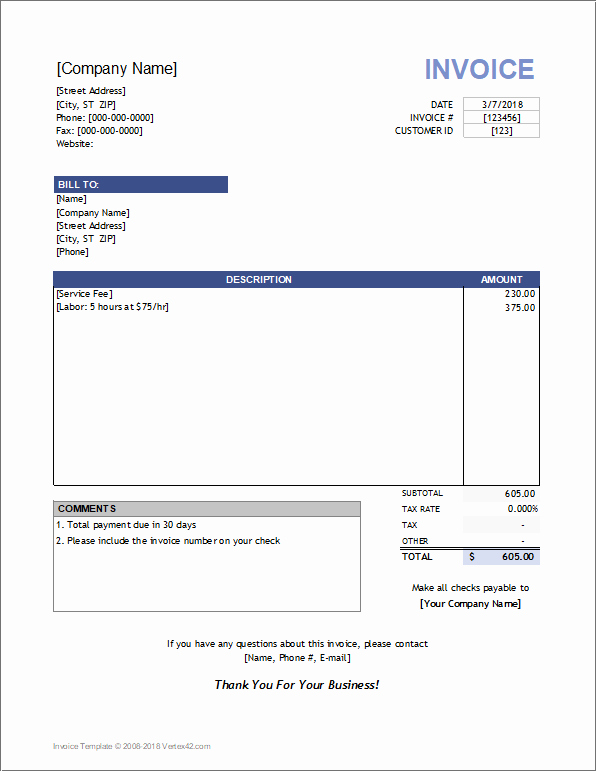 Invoice for Services Rendered Template New Service Invoice Template for Consultants and Service Providers