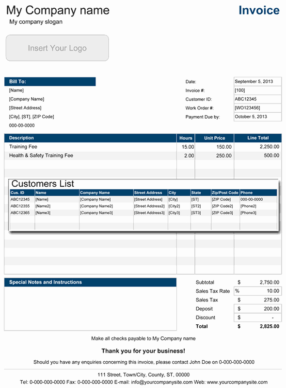 Invoice for Services Rendered Template New Service Invoice Templates for Excel