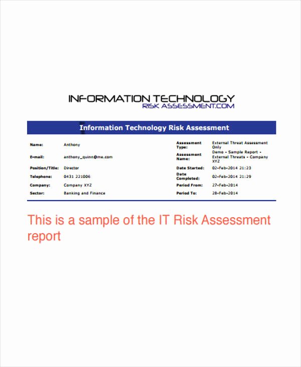 It Risk assessment Template Unique 20 It Report Templates Free Sample Example format