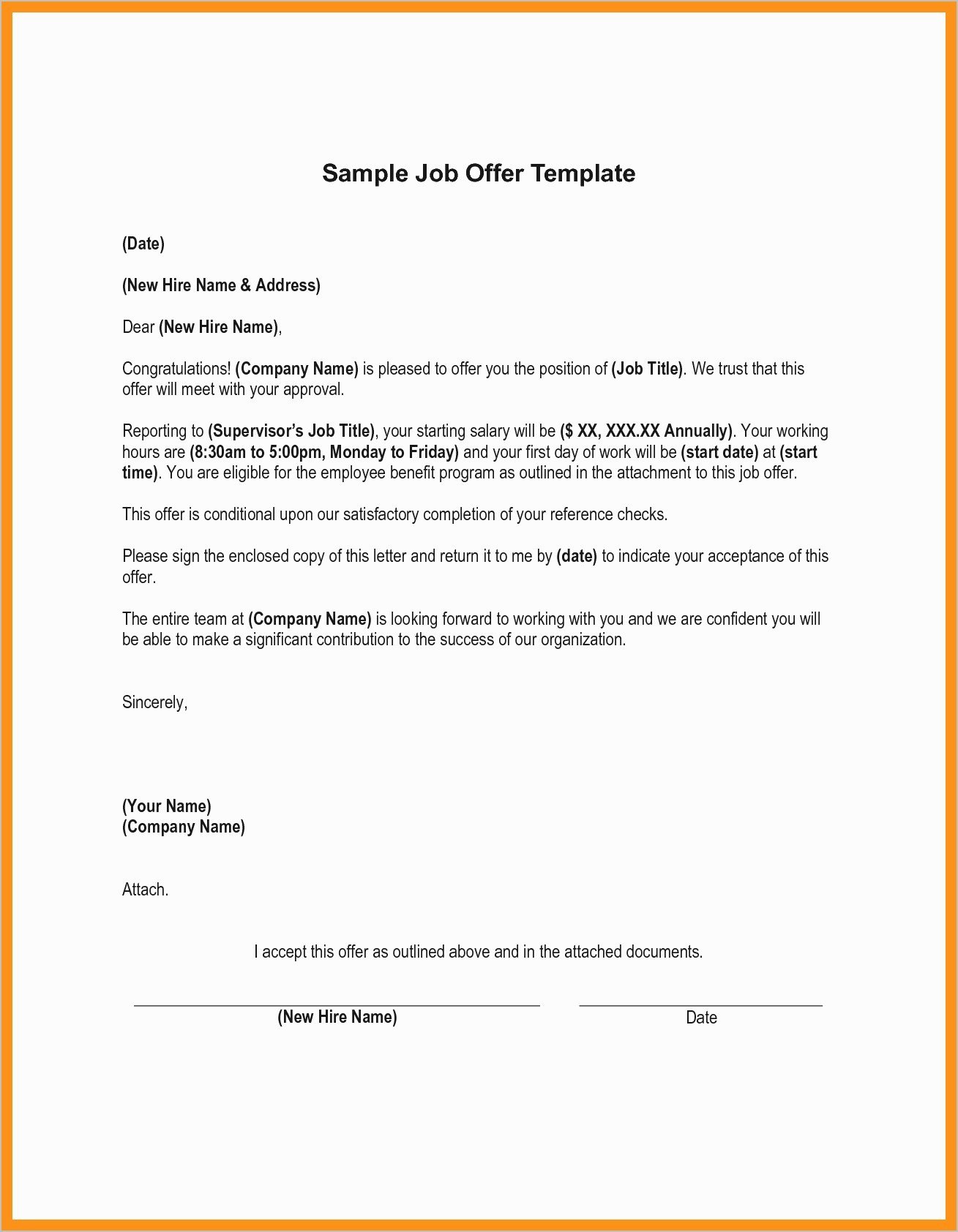 Job Offer Letter Template Word Inspirational 12 Letter Of Employment Offer Template