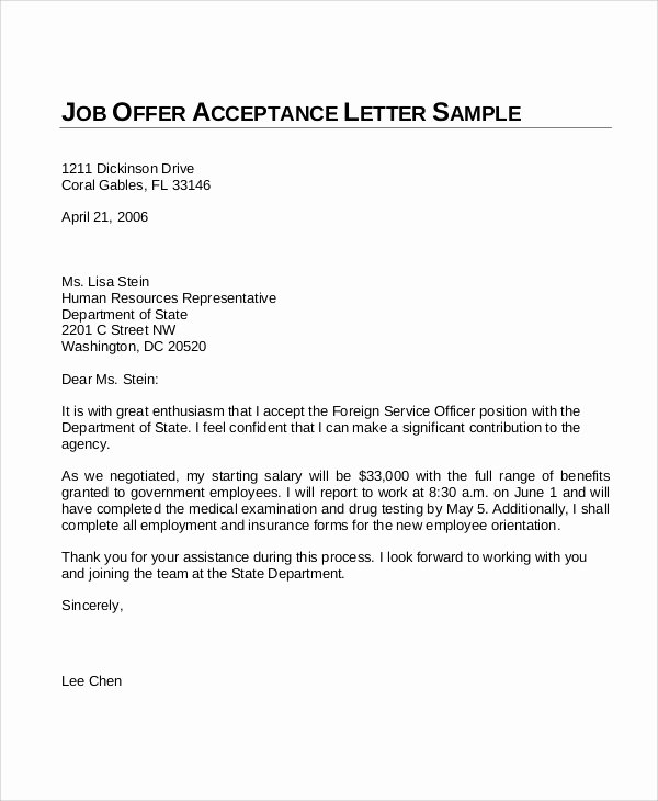 Job Offer Letter Template Word Unique Sample Fer Letter 10 Examples In Word Pdf