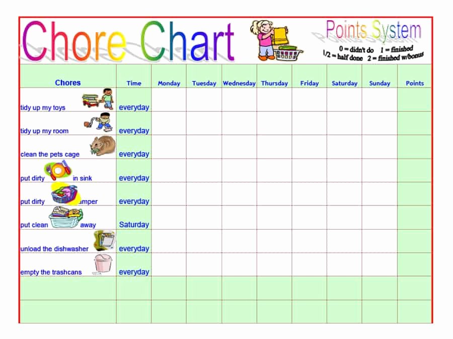 Kids Chore Chart Template Best Of 43 Free Chore Chart Templates for Kids Template Lab