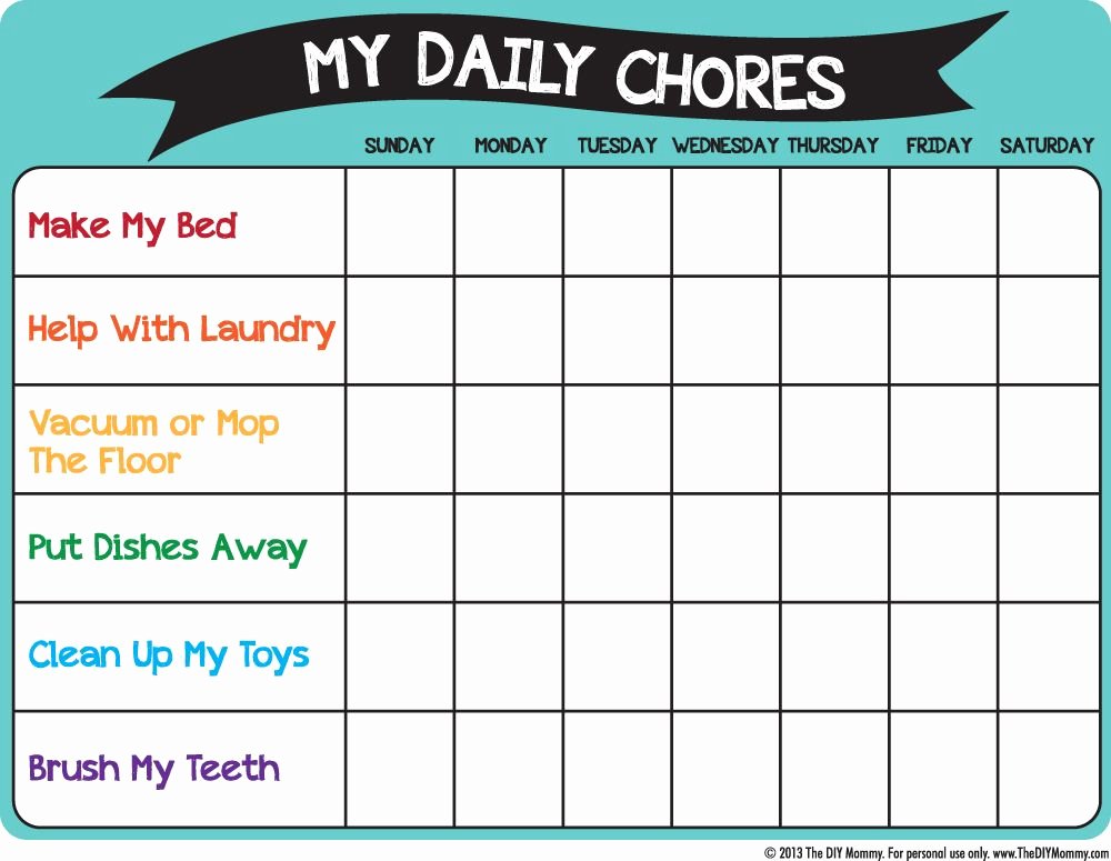Kids Chore Chart Template Elegant Make A Preschool Chore Chart Free Printable