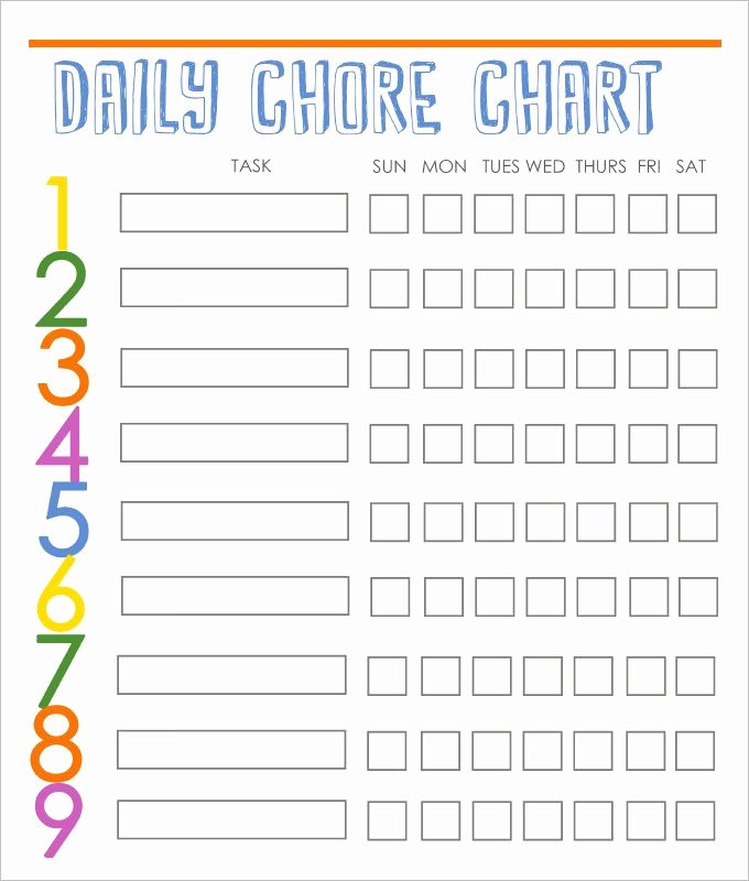 Kids Chore Chart Template Inspirational Family Chore Chart Template – 10 Free Word Excel Pdf