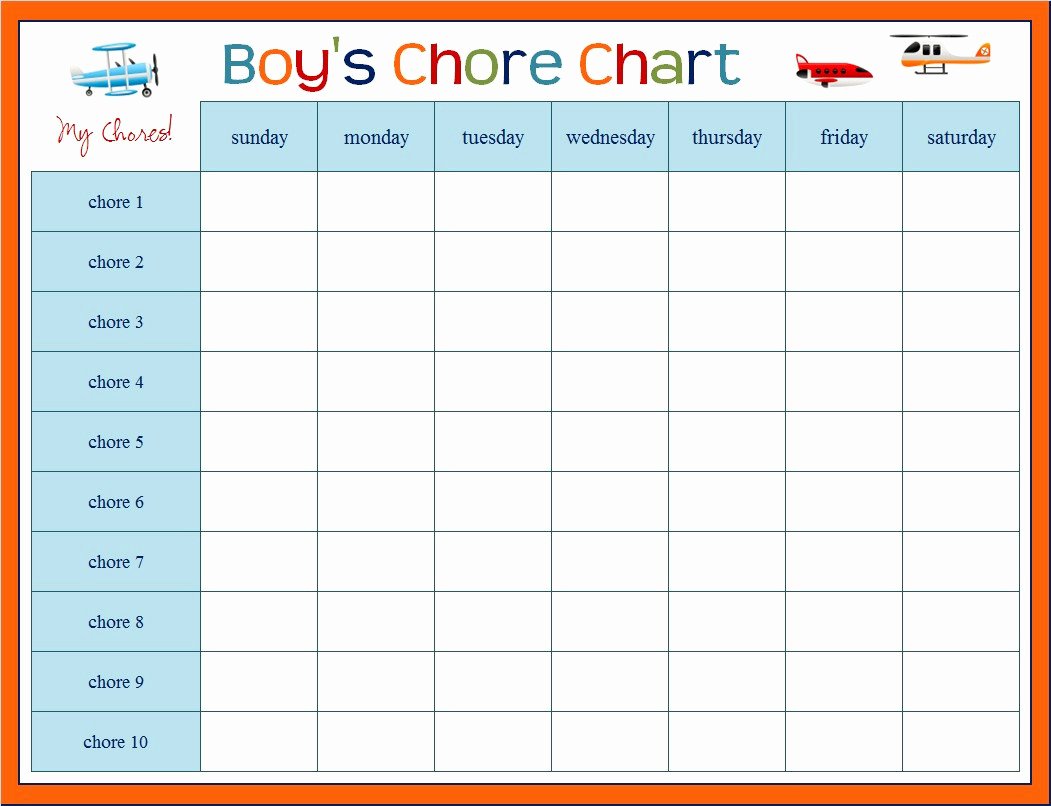 Kids Chore Chart Templates Fresh Customized Children S Chore Chart