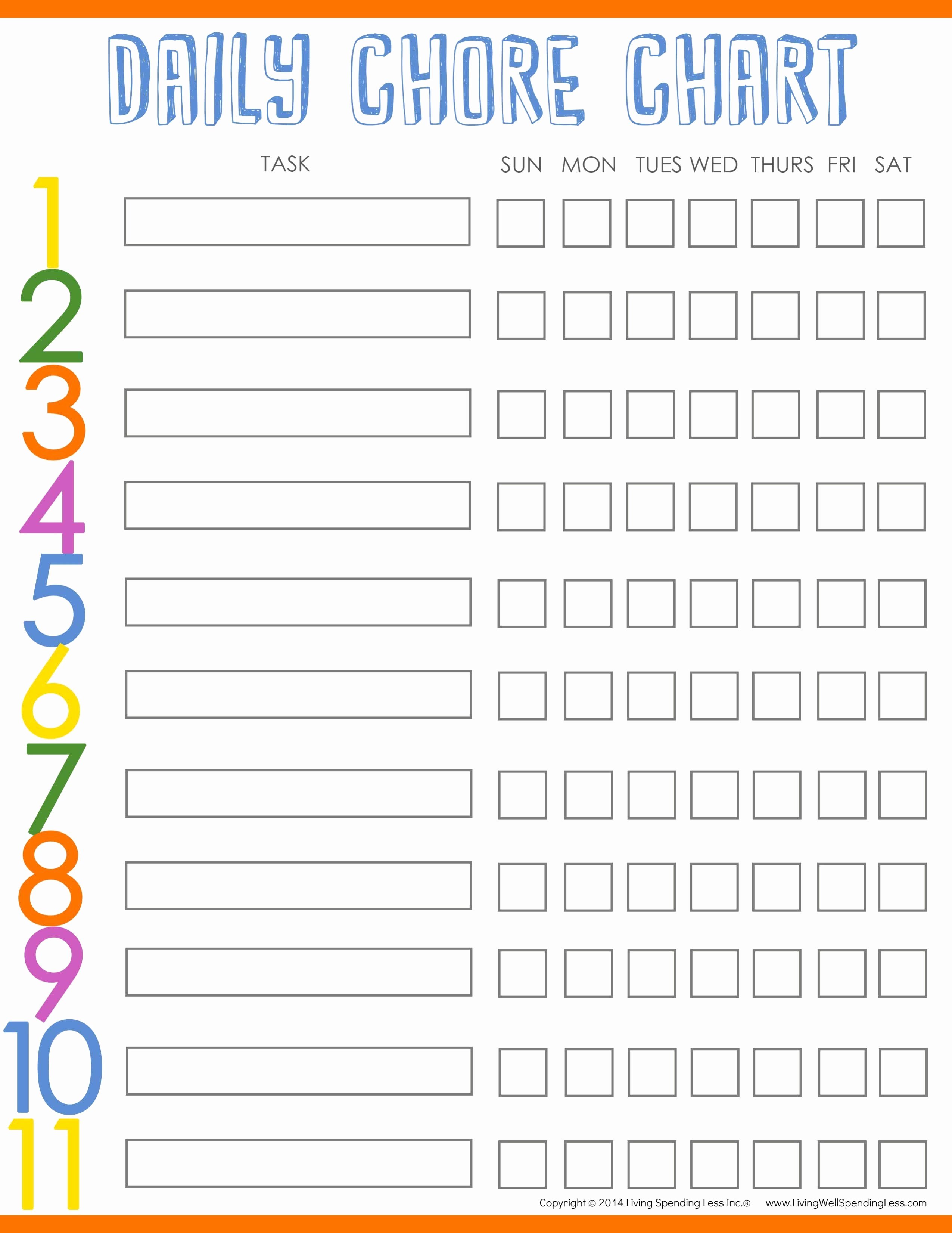 Kids Chore Chart Templates New Free Printable Chore Chart Templates