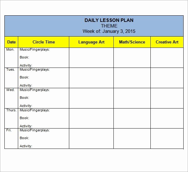 Kindergarten Lesson Plan Template Beautiful Preschool Lesson Plan Template 7 Download Free