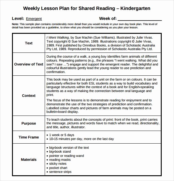 Kindergarten Lesson Plan Template New Guided Reading Lesson Plan Template 8 Download Free
