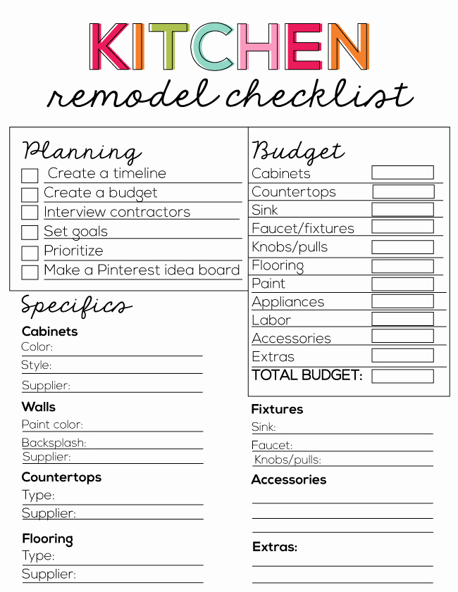 Kitchen Renovation Checklist Template Inspirational Kitchen Remodel Checklist