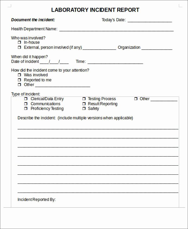 Lab Report Template Word Awesome 59 Incident Report formats Pdf Word Docs