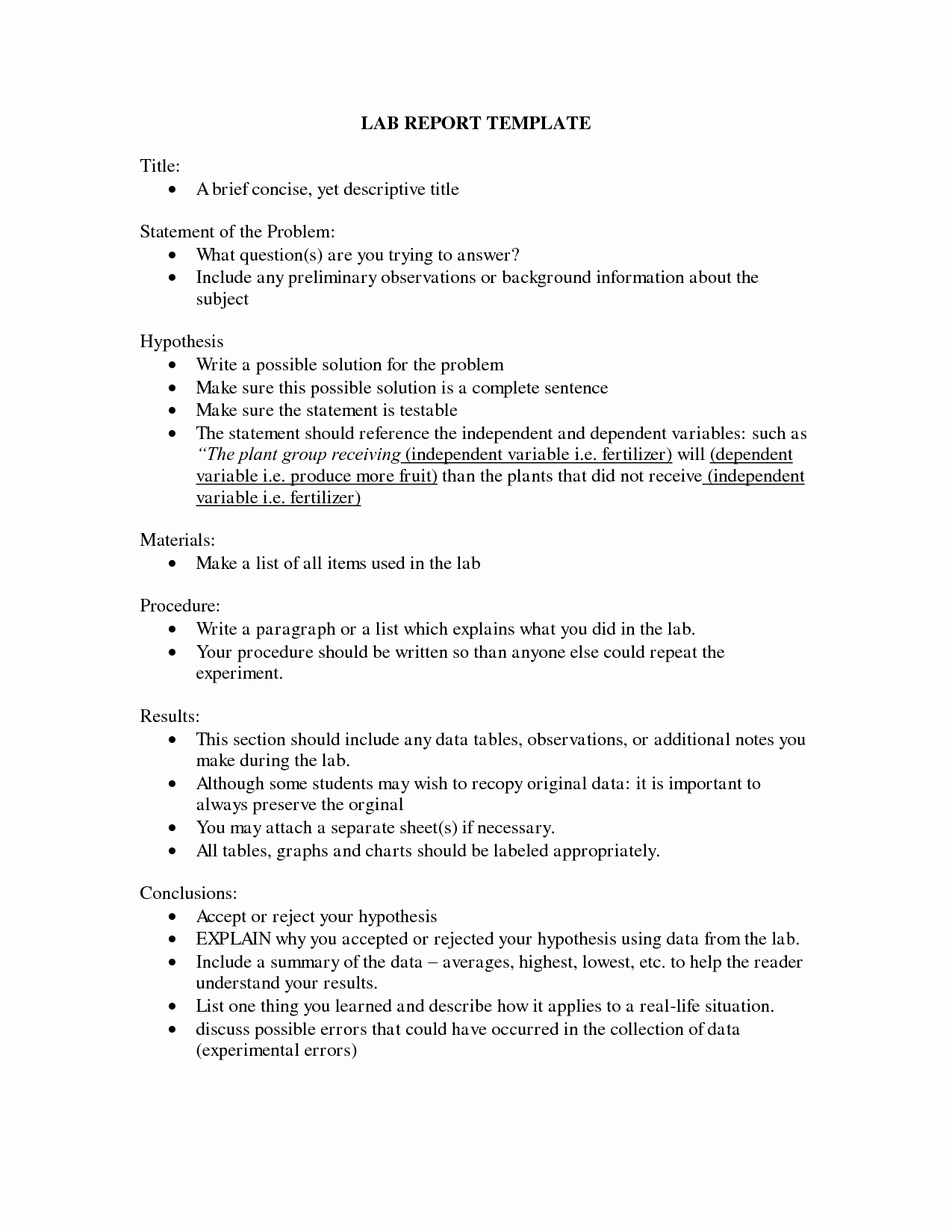 Lab Report Template Word Awesome Lab Report Template