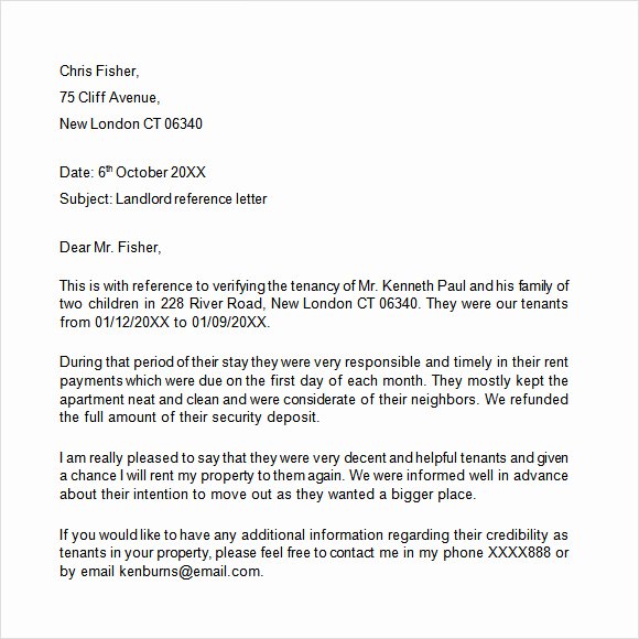 Landlord Reference Letter Template Best Of Landlord Reference Letter Template 8 Download Free