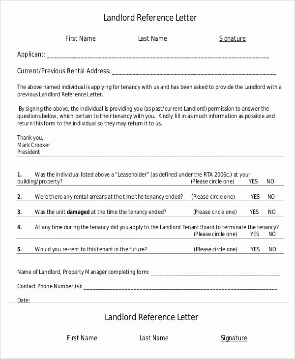 Landlord Reference Letter Template Inspirational Landlord Reference Letter 5 Free Sample Example