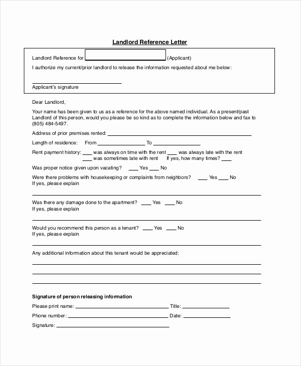 Landlord Reference Letter Template Lovely 12 Rental Reference Letter Templates Free Sample