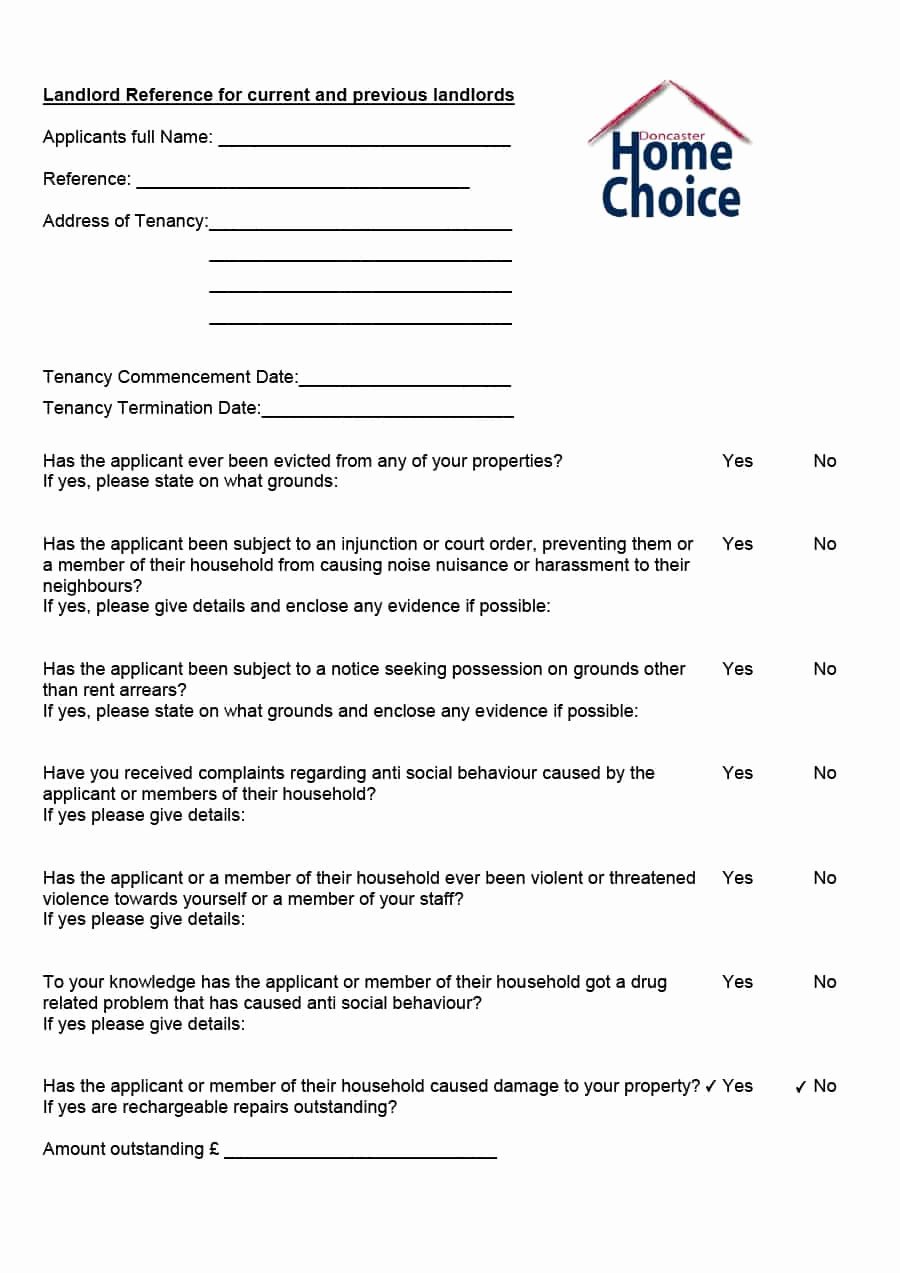 Landlord Reference Letter Template New Landlord Reference form