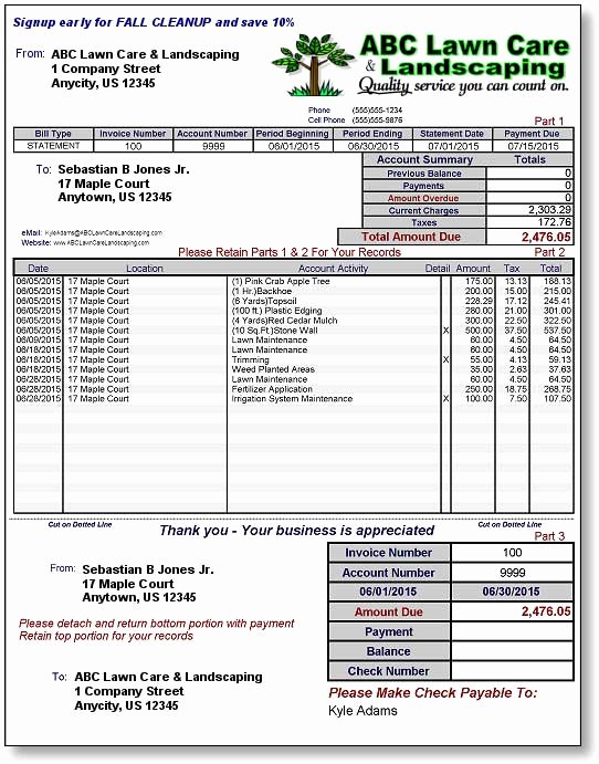 Landscaping Invoice Template Free Best Of Lawn Care Invoice Template
