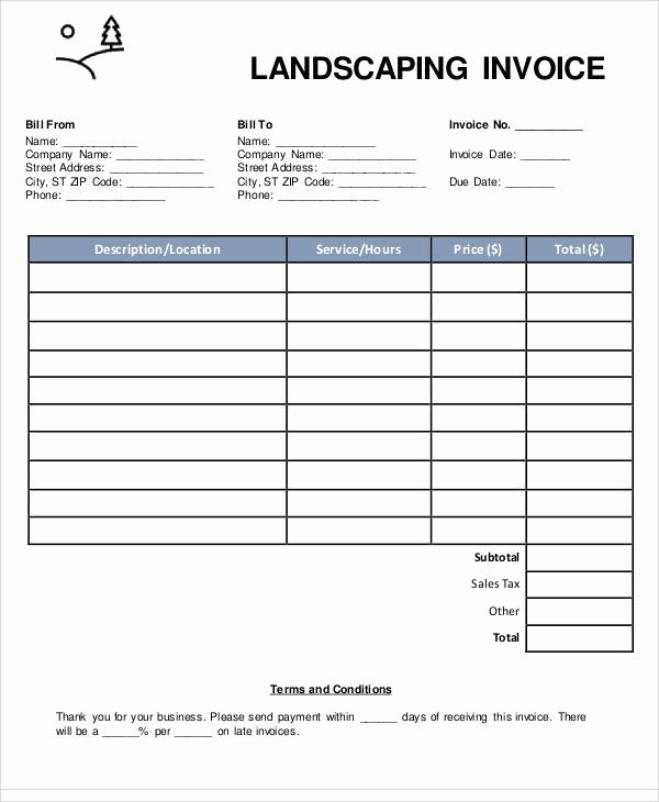 Landscaping Invoice Template Free Inspirational Sample Landscaping Invoice 6 Examples In Pdf Word Excel