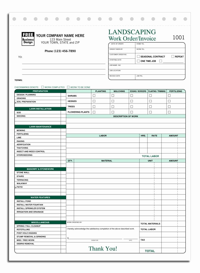 Landscaping Invoice Template Free Luxury Lawn Care Invoice Template