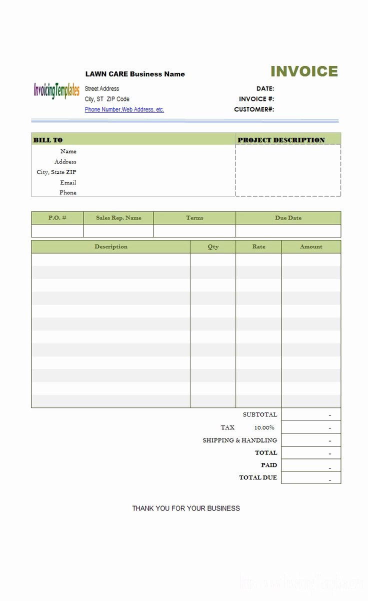 Landscaping Invoice Template Free Unique Lawn Care Invoice Template Landscaping Business