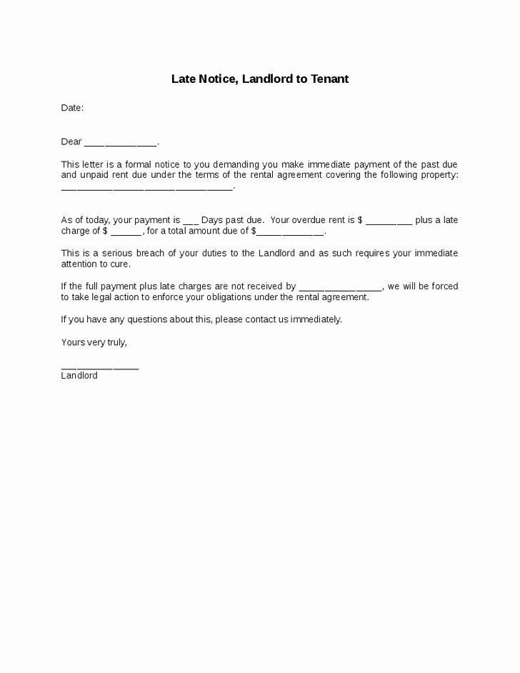 Late Rent Notice Template Free Inspirational Late Notice Landlord to Tenant Hashdoc Letter to