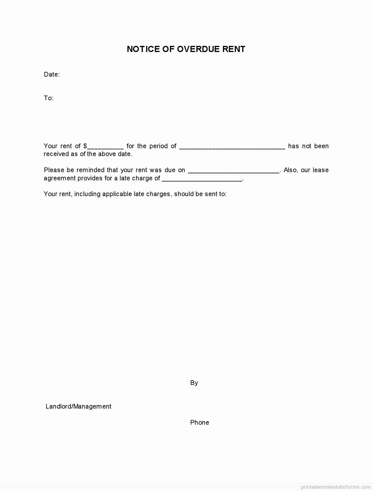 Late Rent Notice Template Free Luxury Sample Printable Notice Of Overdue Rent form