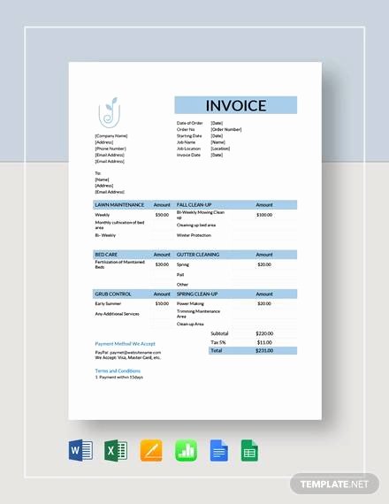 Lawn Care Invoice Template Fresh Free 9 Lawn Care Invoice Samples &amp; Templates In Pdf