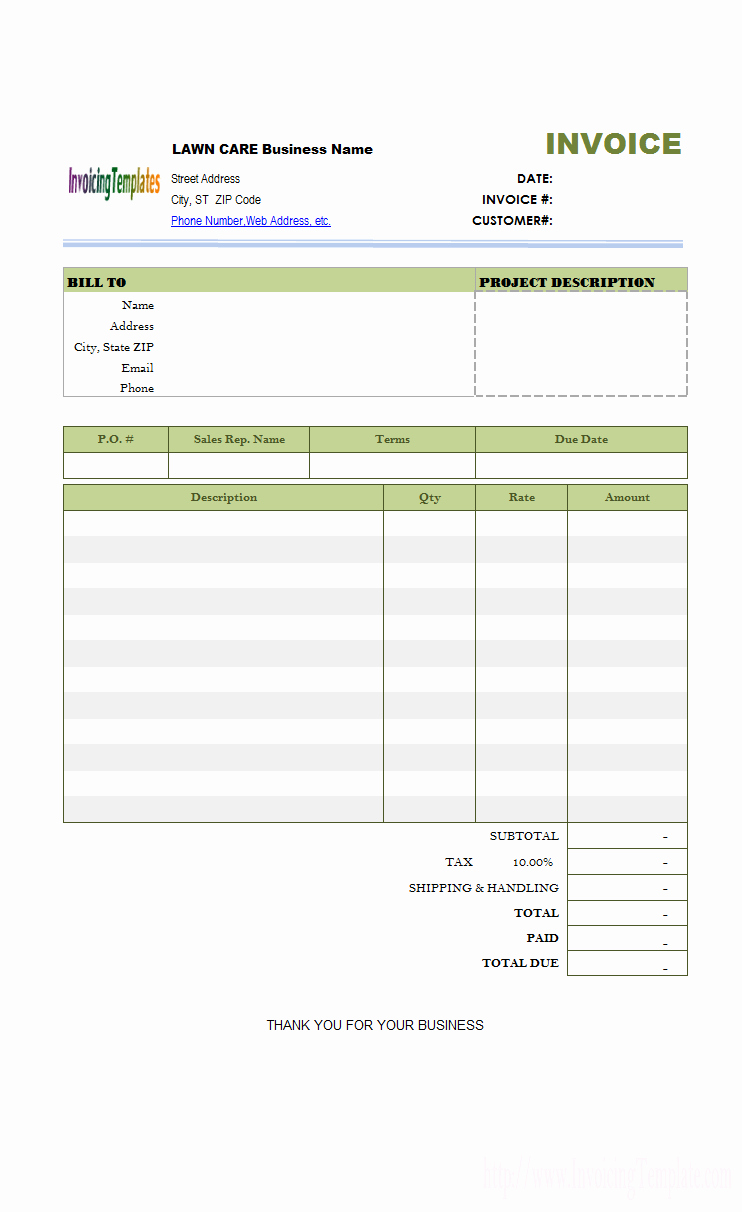 Lawn Care Invoice Template Inspirational Lawn Care Invoice Template