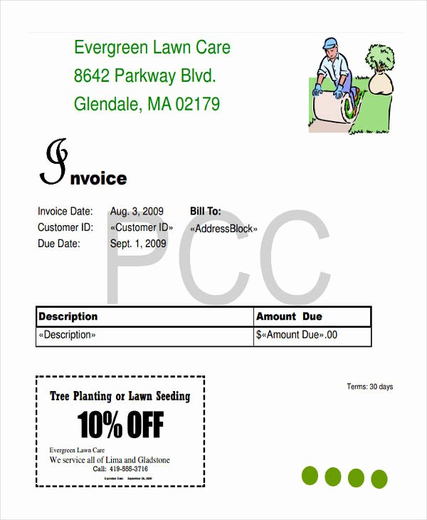 Lawn Care Invoice Template Lovely 5 Lawn Care Invoice Templates Free Samples Examples