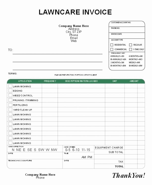 Lawn Care Invoice Template Unique Invoice Template for Lawn Services How to Leave Invoice