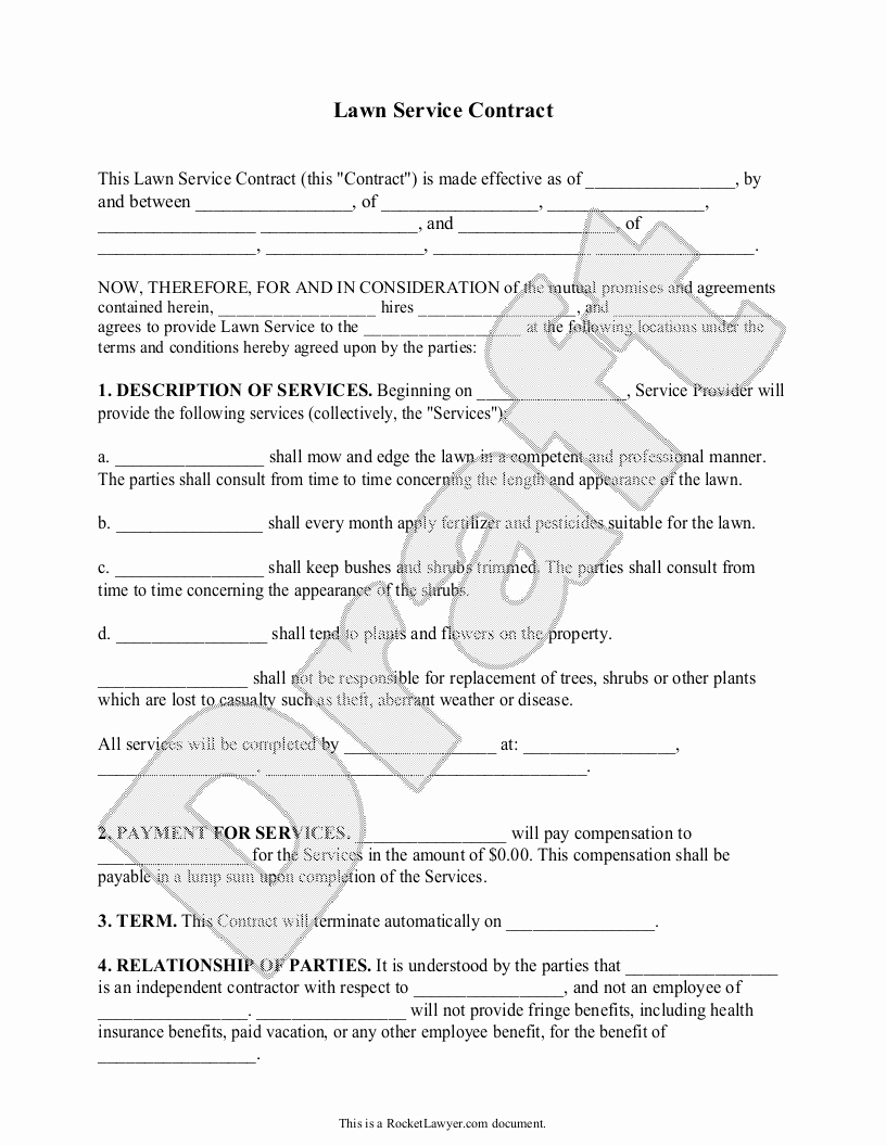 Lawn Service Contract Template Beautiful Sample Lawn Service Contract form Template