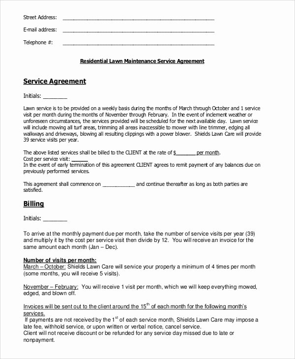 Lawn Service Contract Template Unique Sample Residential Service Contract 5 Documents In Pdf