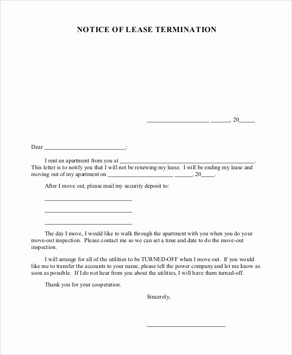 Lease Termination Agreement Template Elegant Sample Lease Termination Letter 7 Examples In Word Pdf