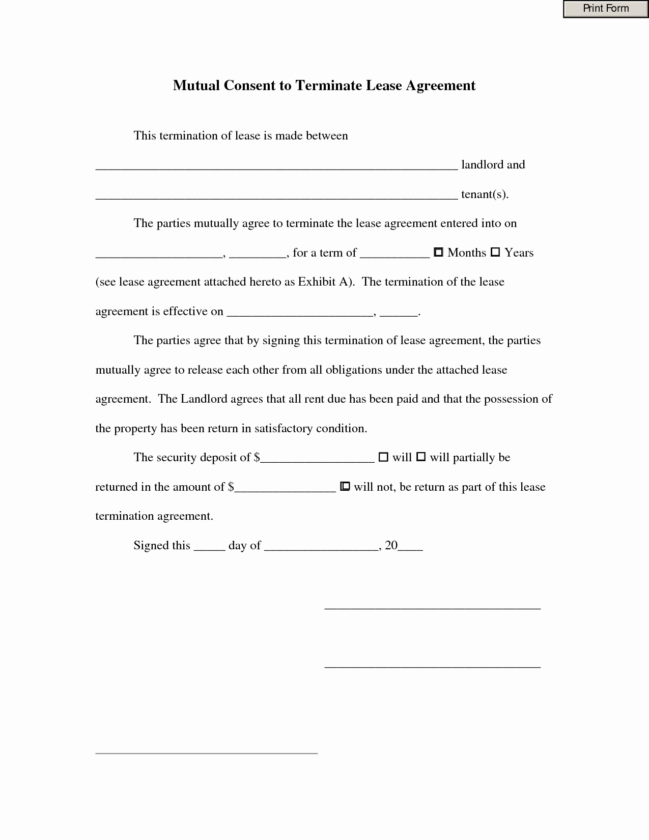 Lease Termination Agreement Template Free New Cancellation Lease Agreement