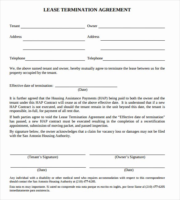 Lease Termination Agreement Template Luxury Lease Termination Agreement 12 Free Word Pdf format