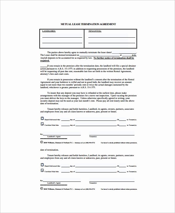 Lease Termination Agreement Template Luxury Sample Lease Termination Agreement 13 Free Documents