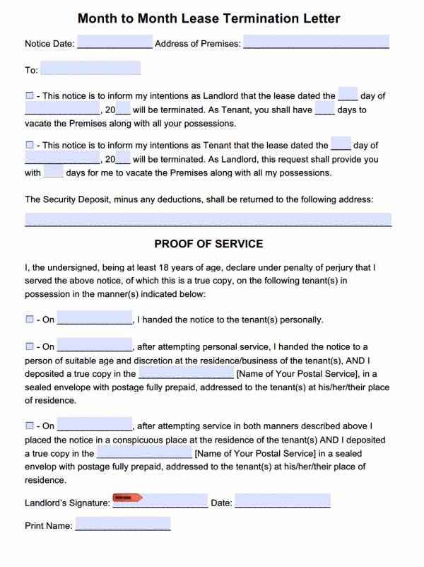 Lease Termination Letter Template Awesome Free Lease Termination Letter Template