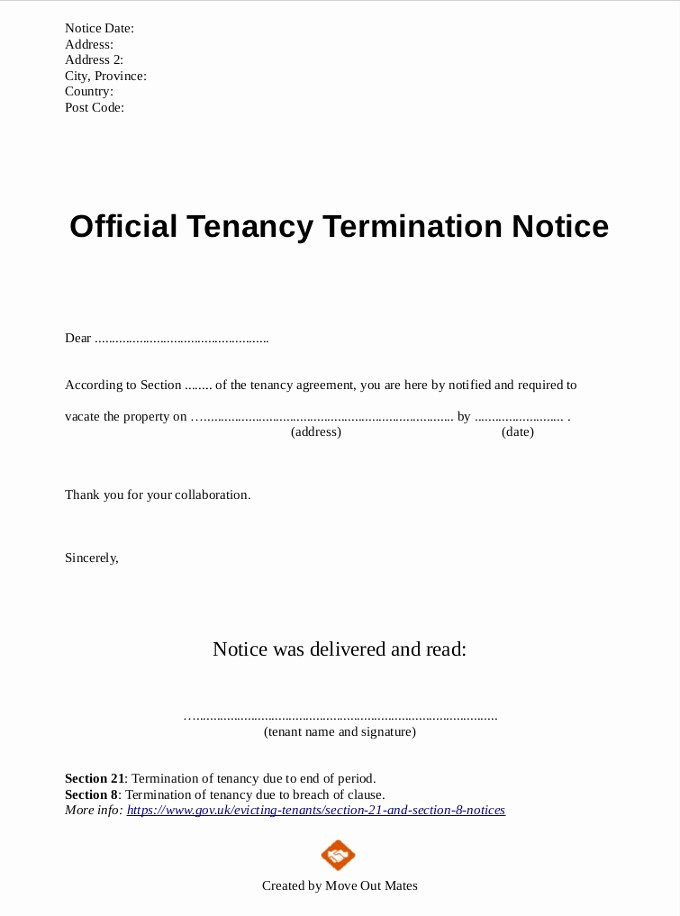 Lease Termination Letter Template Elegant [pdf] End Of Tenancy Letter Template
