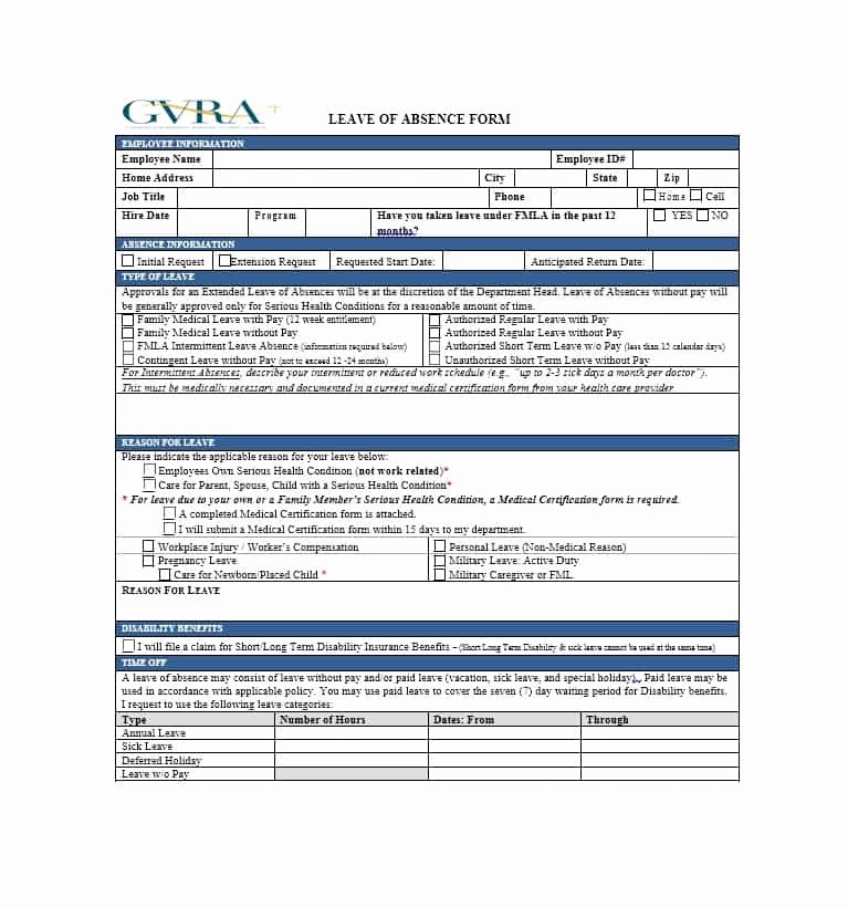 Leave Of Absence form Template Best Of 45 Free Leave Of Absence Letters and forms Template Lab
