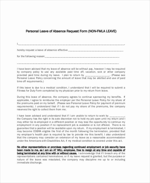 Leave Of Absence form Template Best Of 51 Sample Request forms