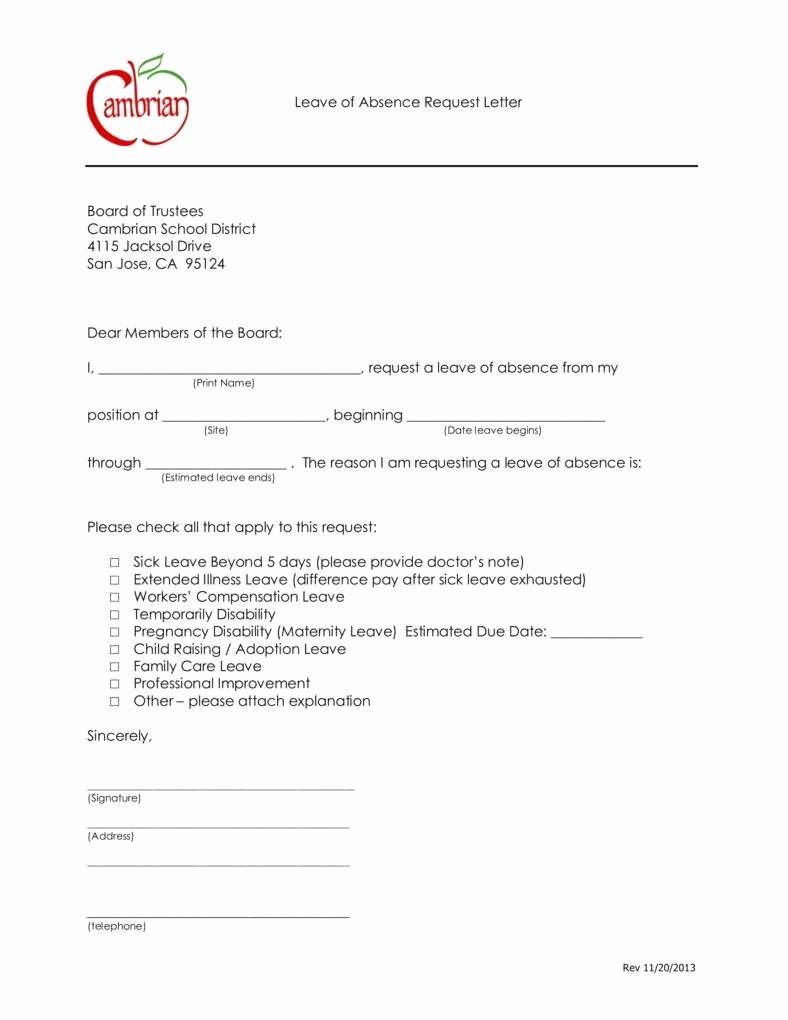 Leave Of Absence form Template Fresh 5 Request Letter Templates for Leave Pdf