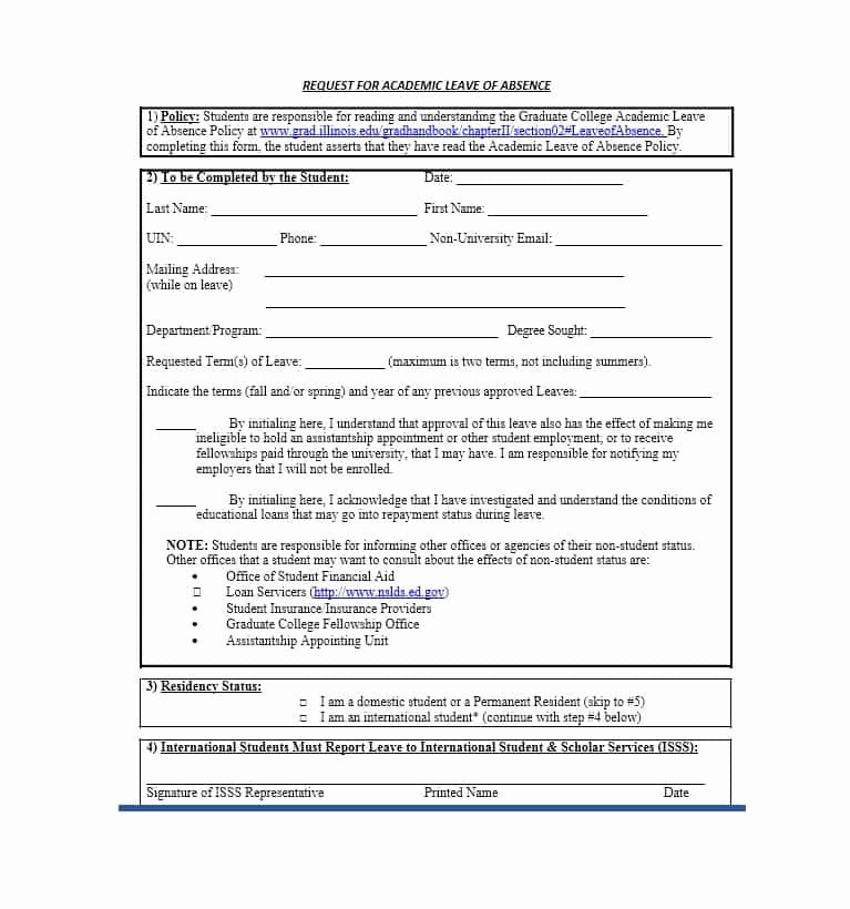 Leave Of Absence form Template Lovely 45 Free Leave Of Absence Letters and forms Template Lab