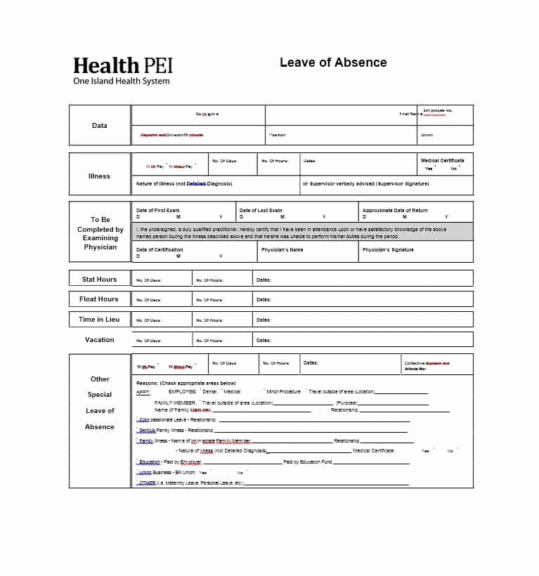 Leave Of Absence form Template Unique 45 Free Leave Of Absence Letters and forms Template Lab