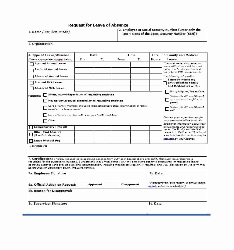 Leave Of Absence form Template Unique 45 Free Leave Of Absence Letters and forms Template Lab