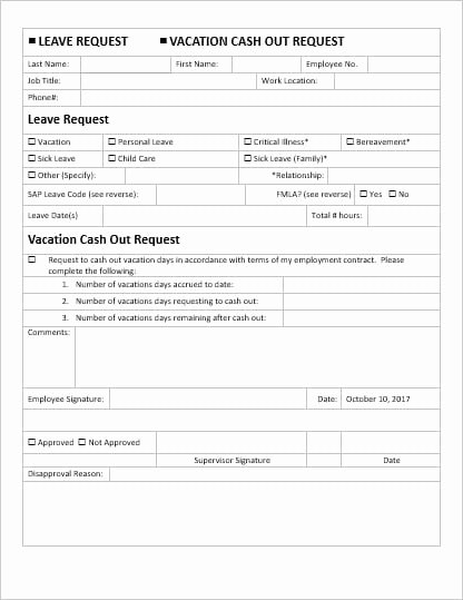 Leave Request form Template Awesome Employee Vacation Leave Request and Pto forms