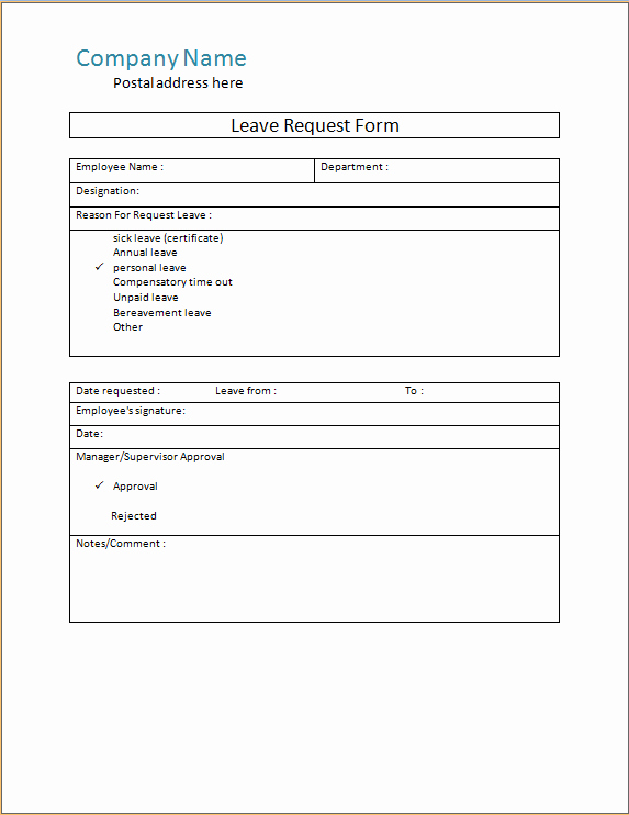 Leave Request form Template Elegant Absence Request form